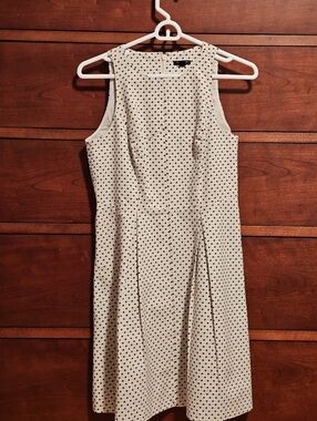 Sleeveless Cream Polka Dot A-Line Dress